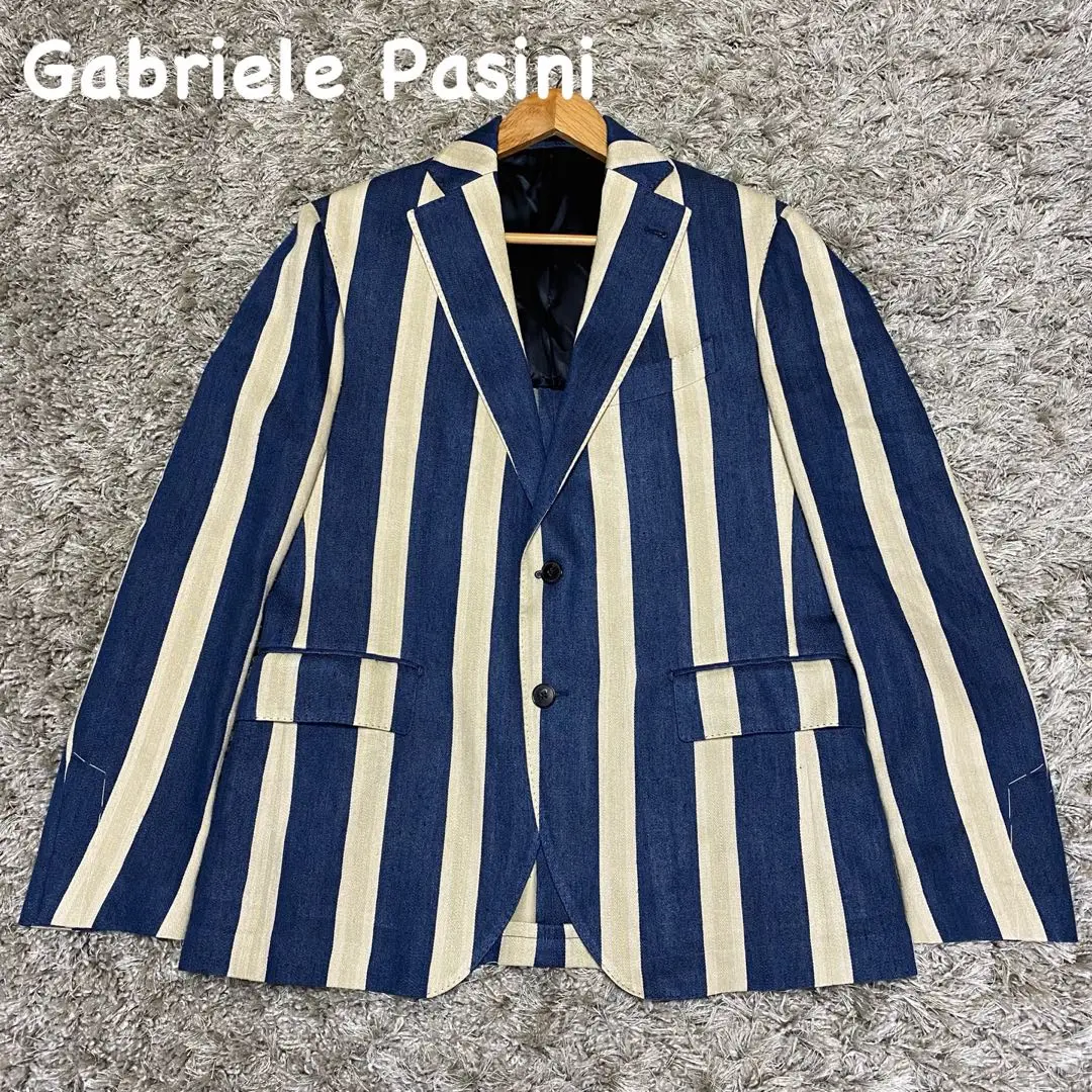 Gabriele Pasini テーラードジャケット ストライプ 麻 絹混合 2025年最新】ガブリエレパジーニ 柄：ストライプ テーラード
