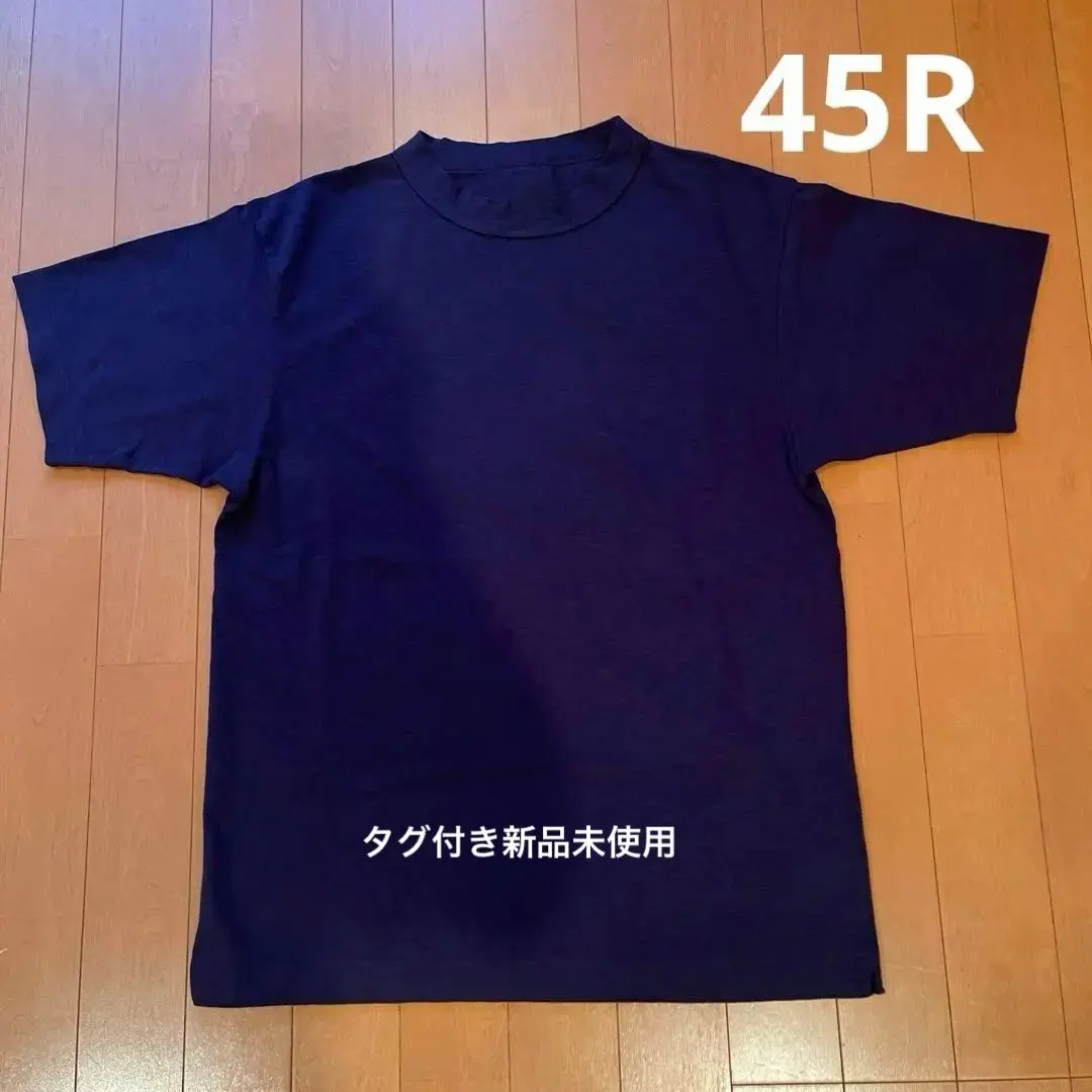 45R新品未使用タグ付き青と白のストライプ 半袖Tシャツ 45R大切なもの: ｜45R