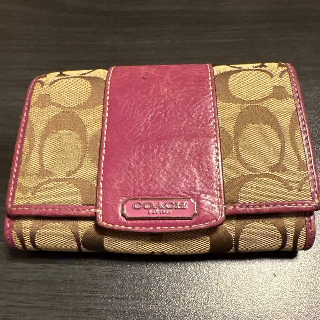 Thumbnail of COACH Bi-fold Wallet, Pink/Beige