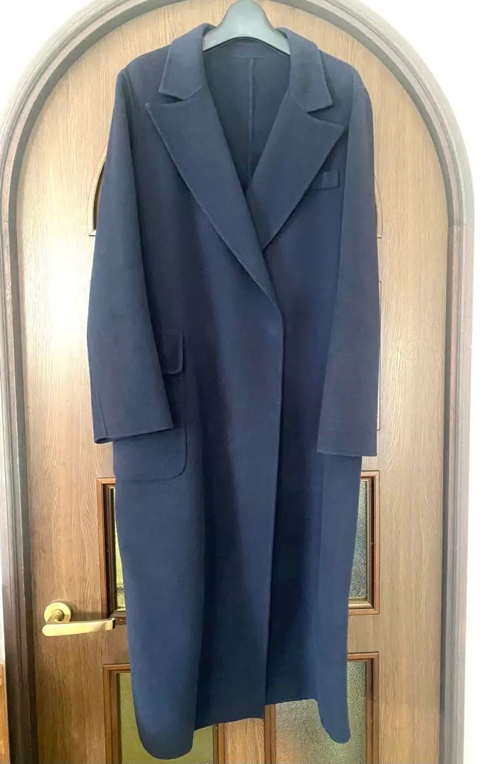 Thumbnail of Long coat with belt, 100% wool, size 40, women's, navy
