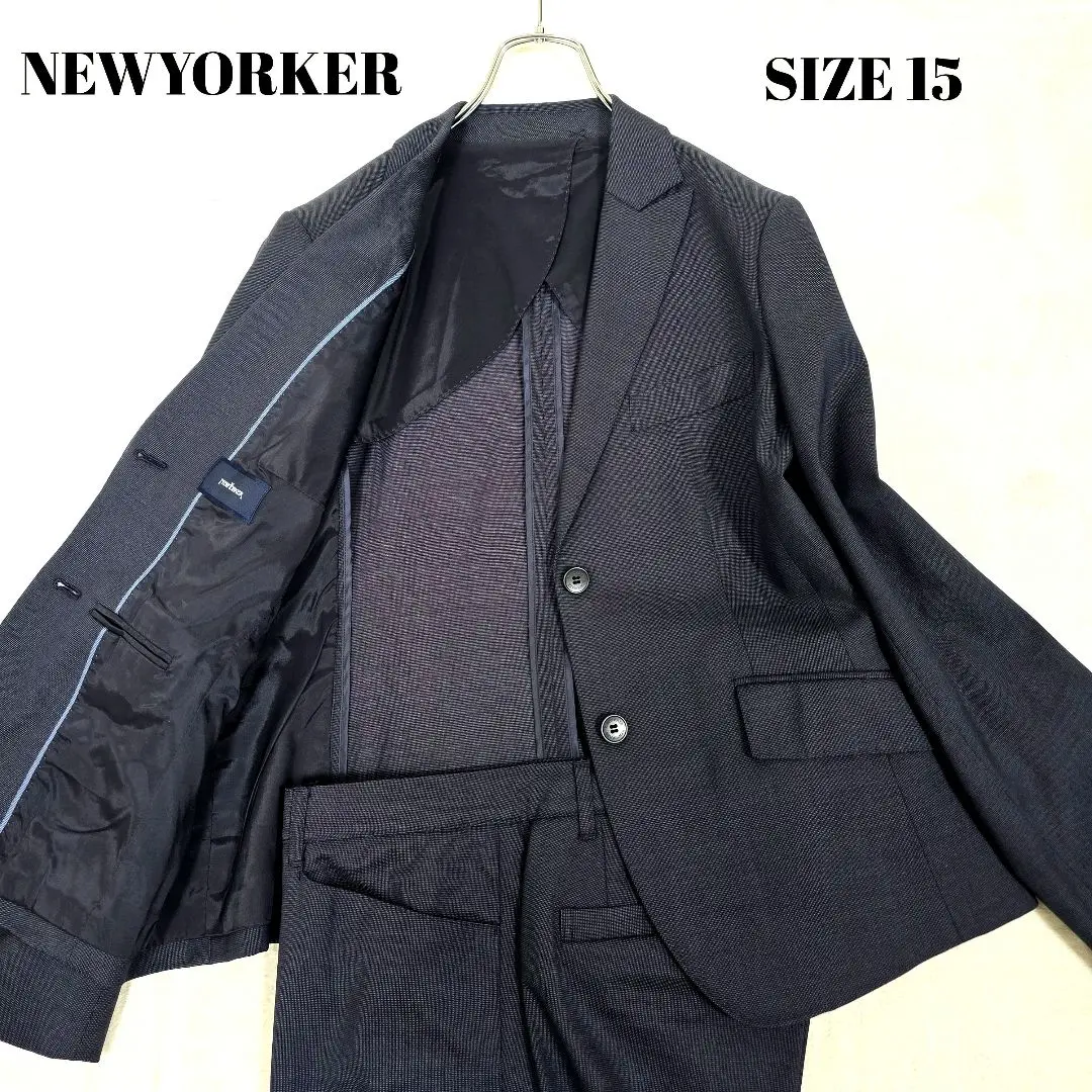美品 ニューヨーカー パンツスーツ セットアップ チェック ネイビー 17 4L 2025年最新】NEWYORKER カラー：ブルー系 パンツスーツ上下の