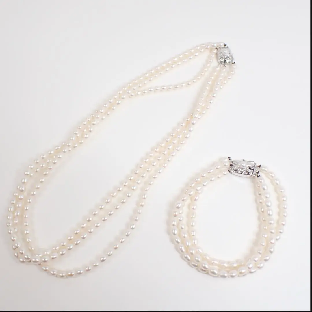 MIKIMOTO 【ミキモト】K18WGアコヤパール3連ネックレス (NO