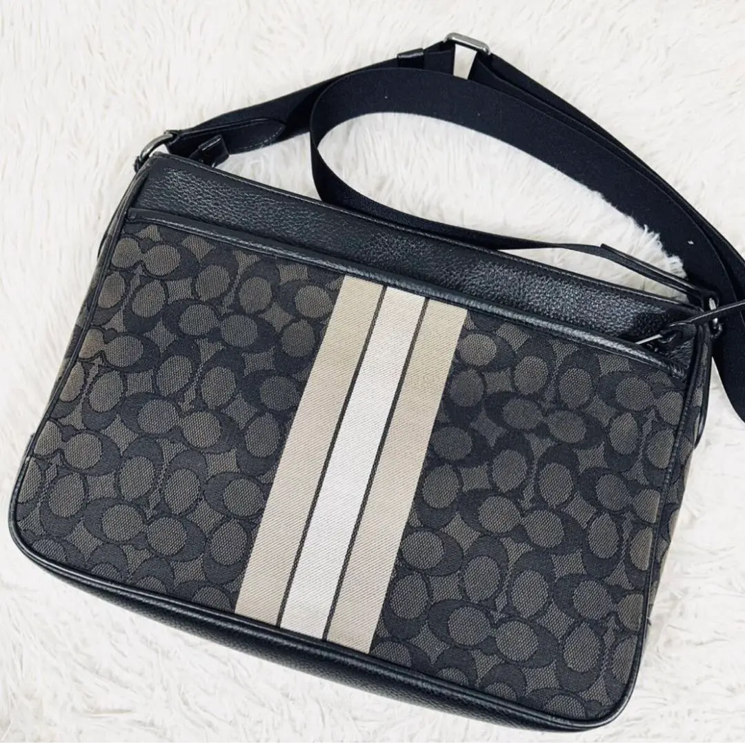 COACH Shoulder Bag C5291 Canvas, Leather Navy Thompson