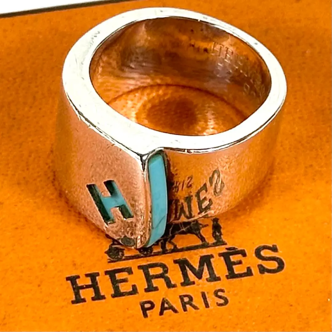 HERMES エルメス　キャンディリング　シルバー　エルメスオレンジ エルメス キャンディ リング 51 925 11.6g シルバー×オレンジ