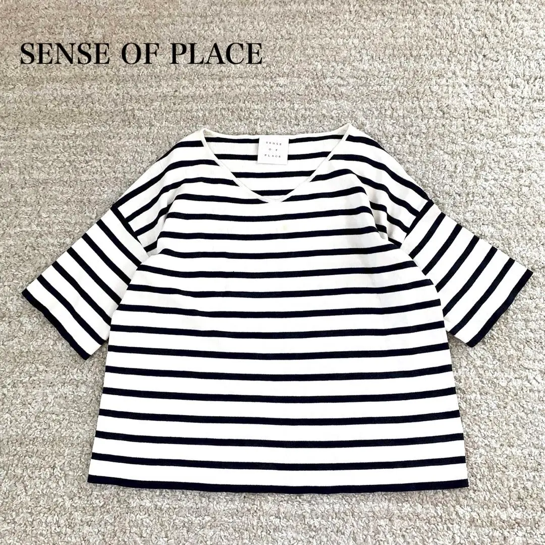 Thumbnail of SENSE OF PLACE Summer Knit, Border Pattern, Rayon Blend, Relaxed Fit, Basic