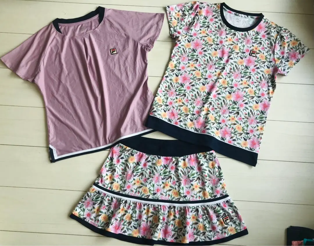 Thumbnail of FILA: Flower motif top and bottom set, and three dusty pink tops