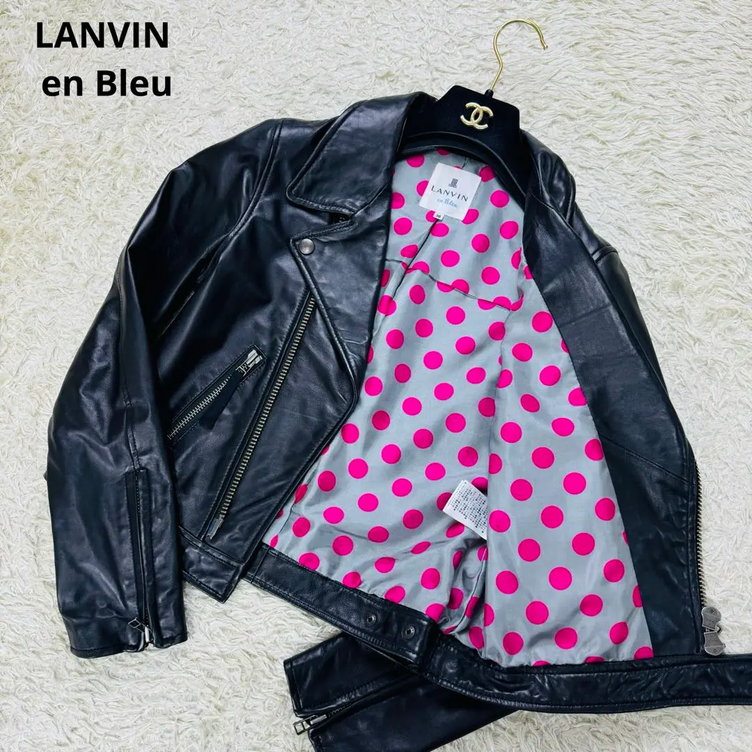 LANVIN en bleu　ライダース ダブル ラムレザー　羊革　黒　美品 2025年最新】LANVIN en Bleu ダブルライダースの人気アイテム