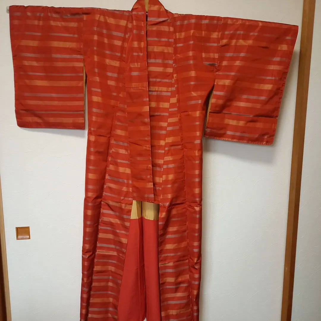 Thumbnail of Unused kimono with attached basting threads, lined