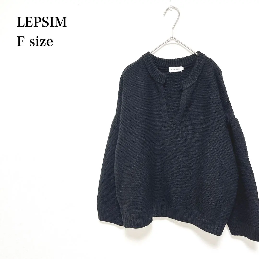 Thumbnail of LEPSIM Rib Color Slit Knit F Black Relaxed Fit Adult Casual