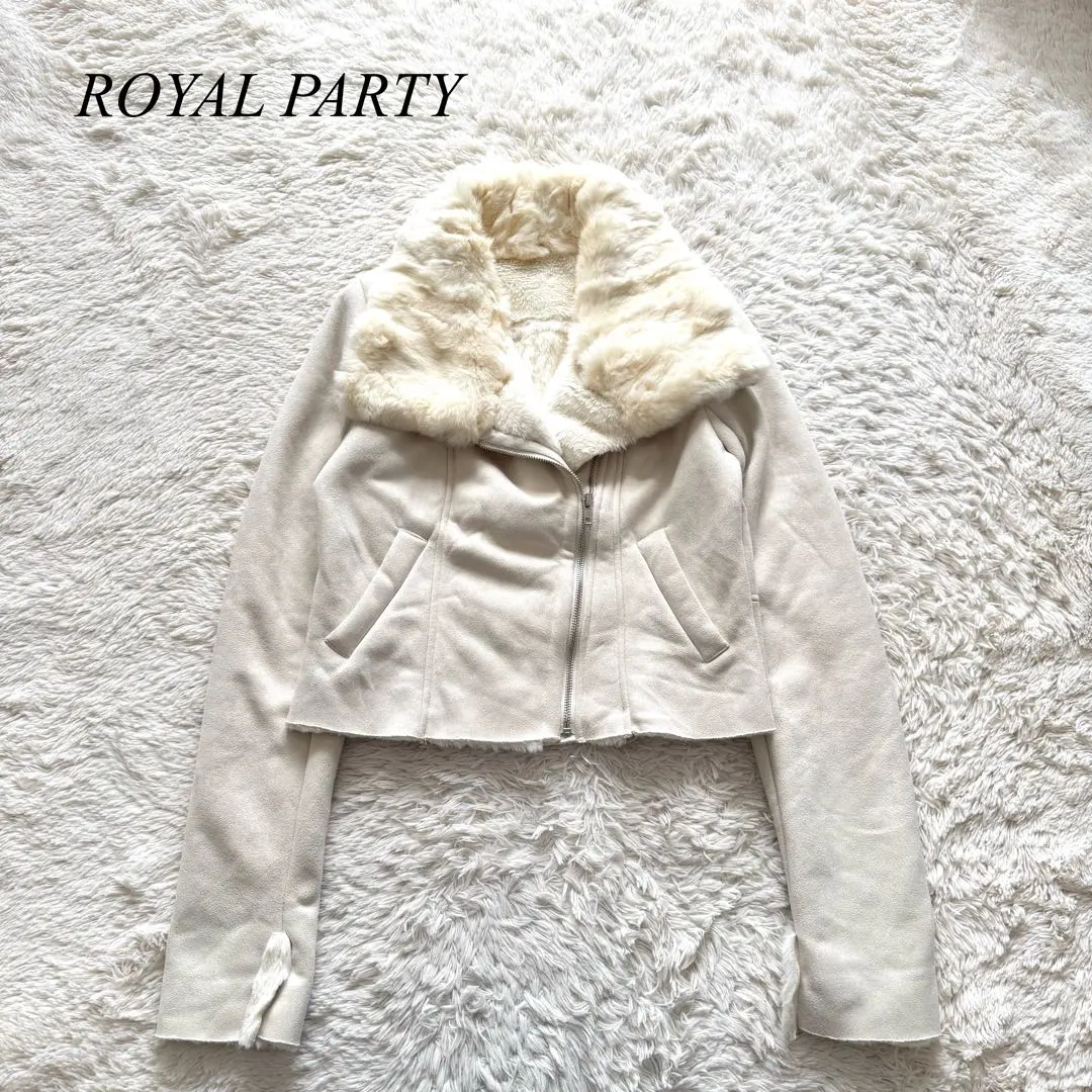 Thumbnail of ROYAL PARTY Faux Mouton Jacket Rabbit Fur S Elegant