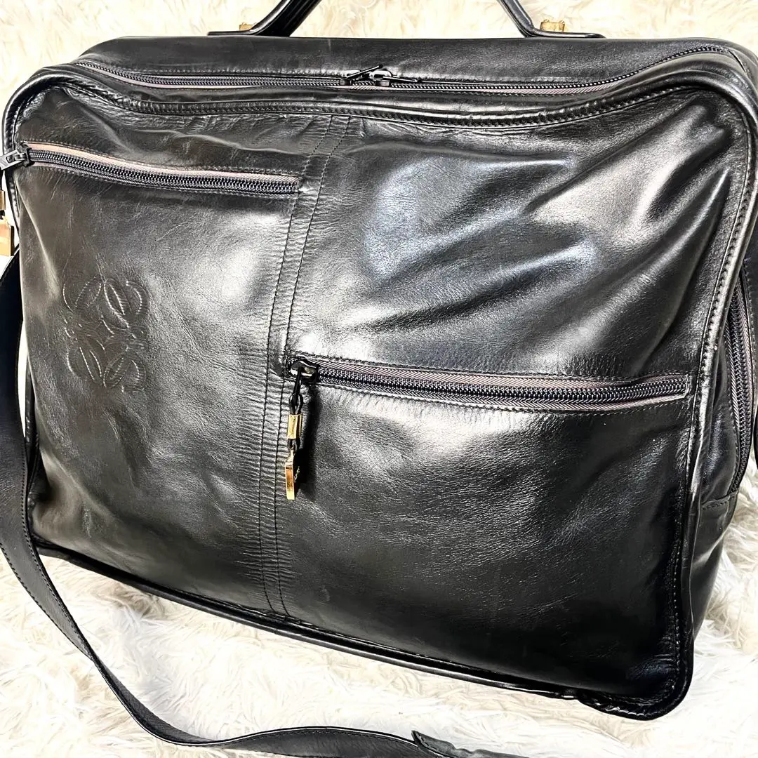 希少♡オールレザー♡LOEWE ロエベ アナグラム キャリーケース ブラック LOEWE ロエベ キーケース ブラック アナグラム レザー vintage