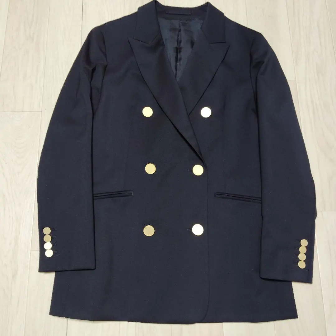 Thumbnail of 23区 Navy Blazer Double-breasted Jacket Gold Buttons Wool Oversized Excellent Condition