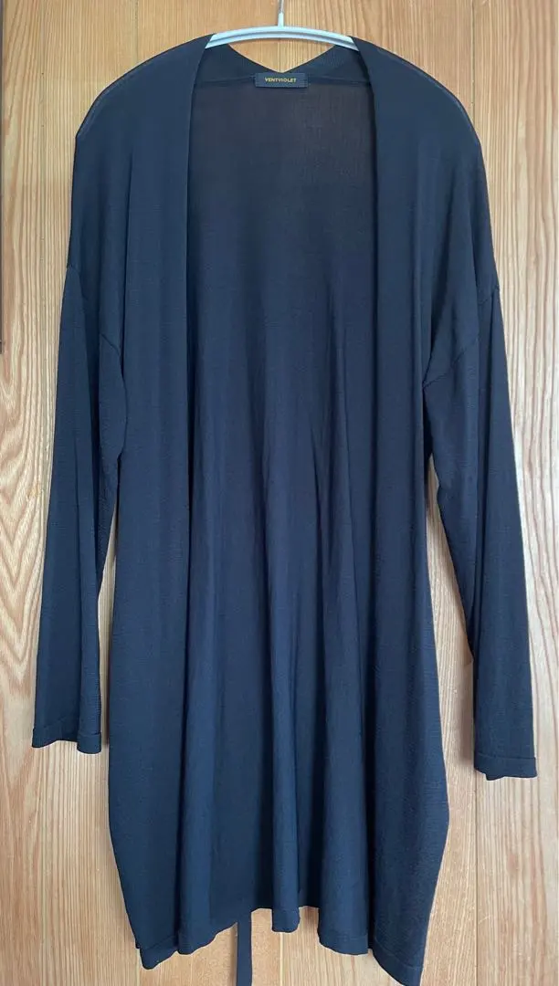 Thumbnail of Black long cardigan, long sleeves, with waist ribbon