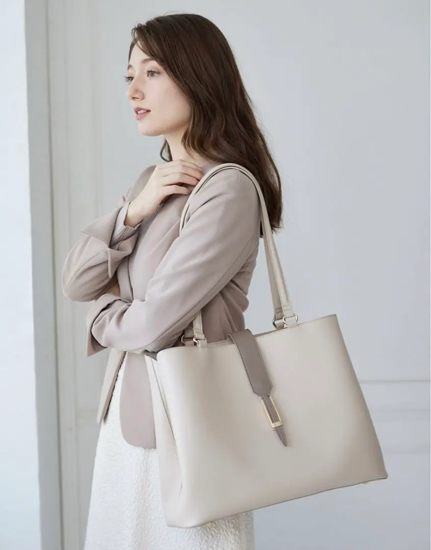 12twelve ajenda Mimi コラボ　トートバッグ チャコール Mimi Special Collaboration】配色A4トートバッグ【通勤バッグ