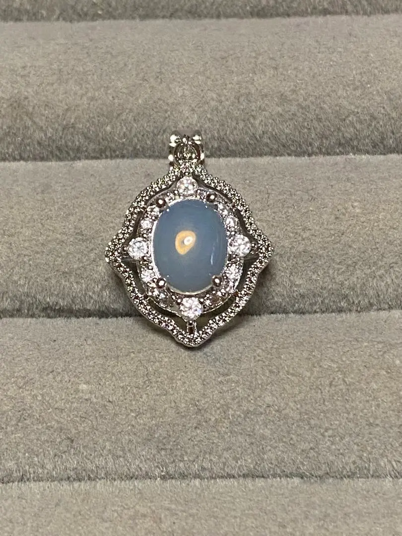 天然蛋白石 吊墜 頂部 黃銅鍍鉑金 的縮圖