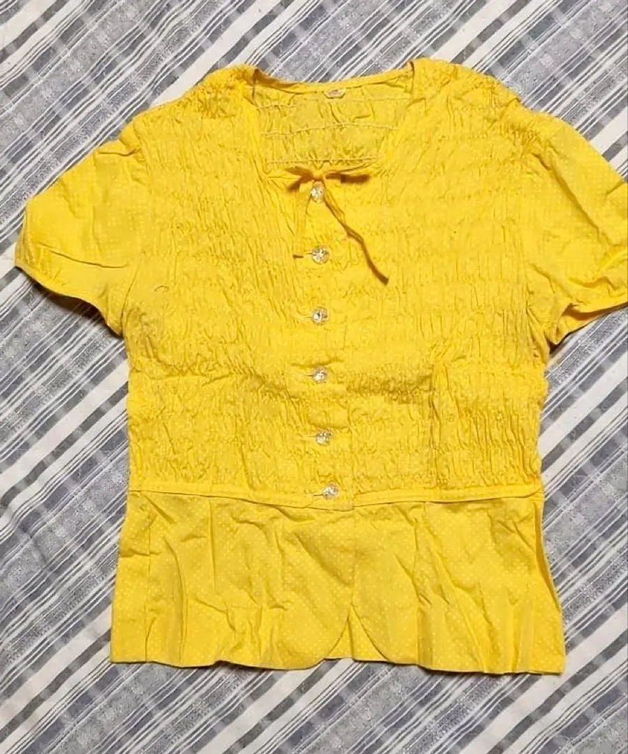 Thumbnail of Yellow polka dot short-sleeved blouse