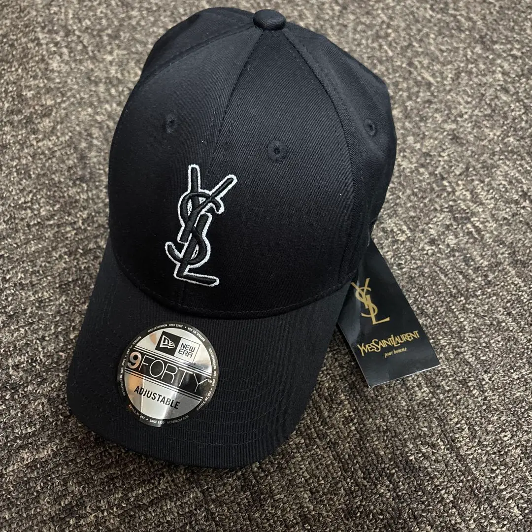 Yves Saint Laurent ブラックキャップ SAINT LAURENT - YSL ブラックツイード ベースボールキャップ 57