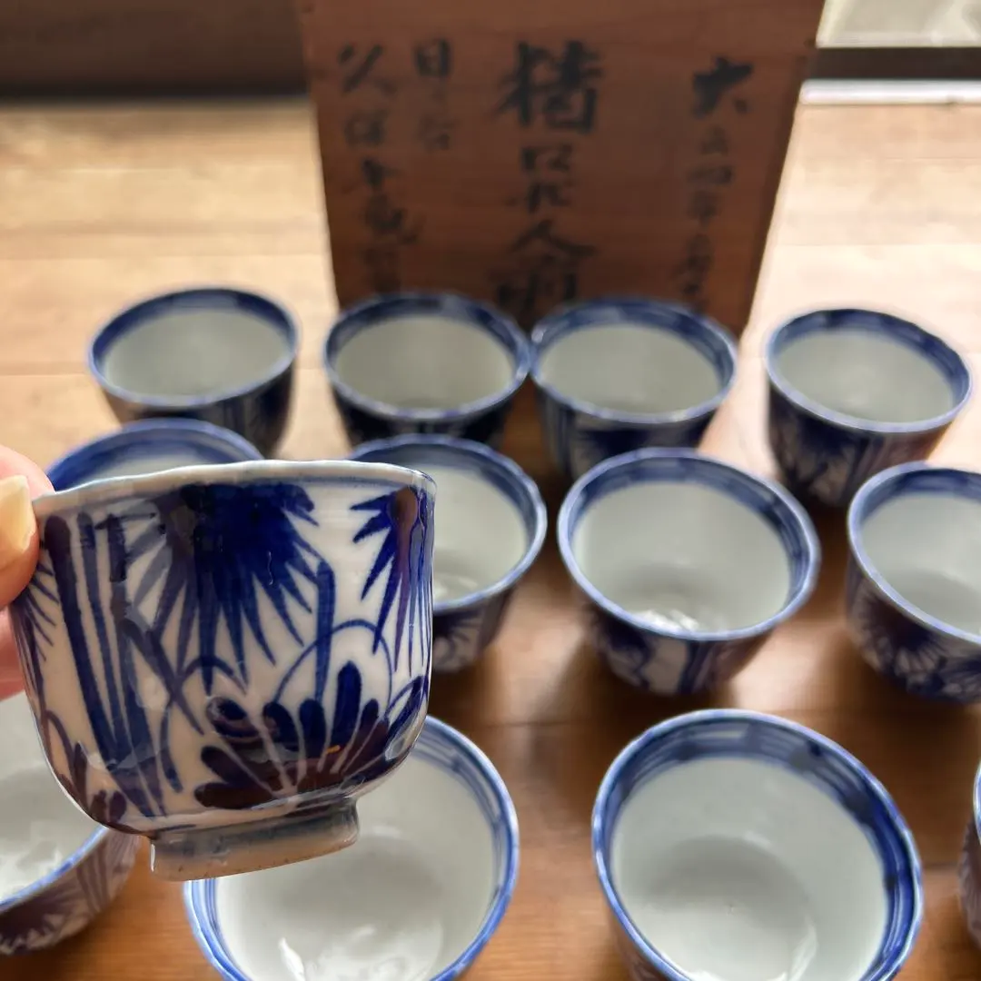 大正 湯吞 豬口 16個 大正時代 箱入 的縮圖