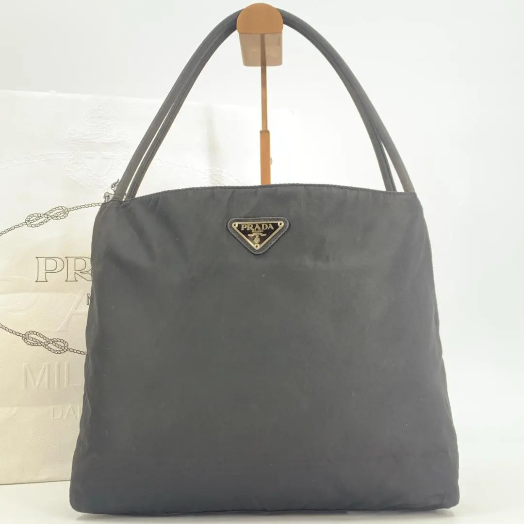 Thumbnail of Prada Tessuto Handbag Tote Bag Triangle Logo Plate Nylon Black