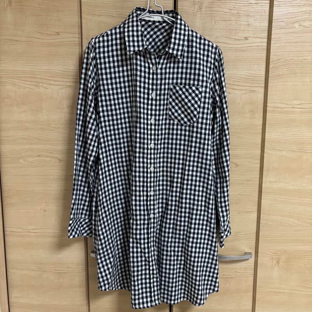 AS KNOW AS 亞瑟士 長袖長款格紋襯衫 的縮圖