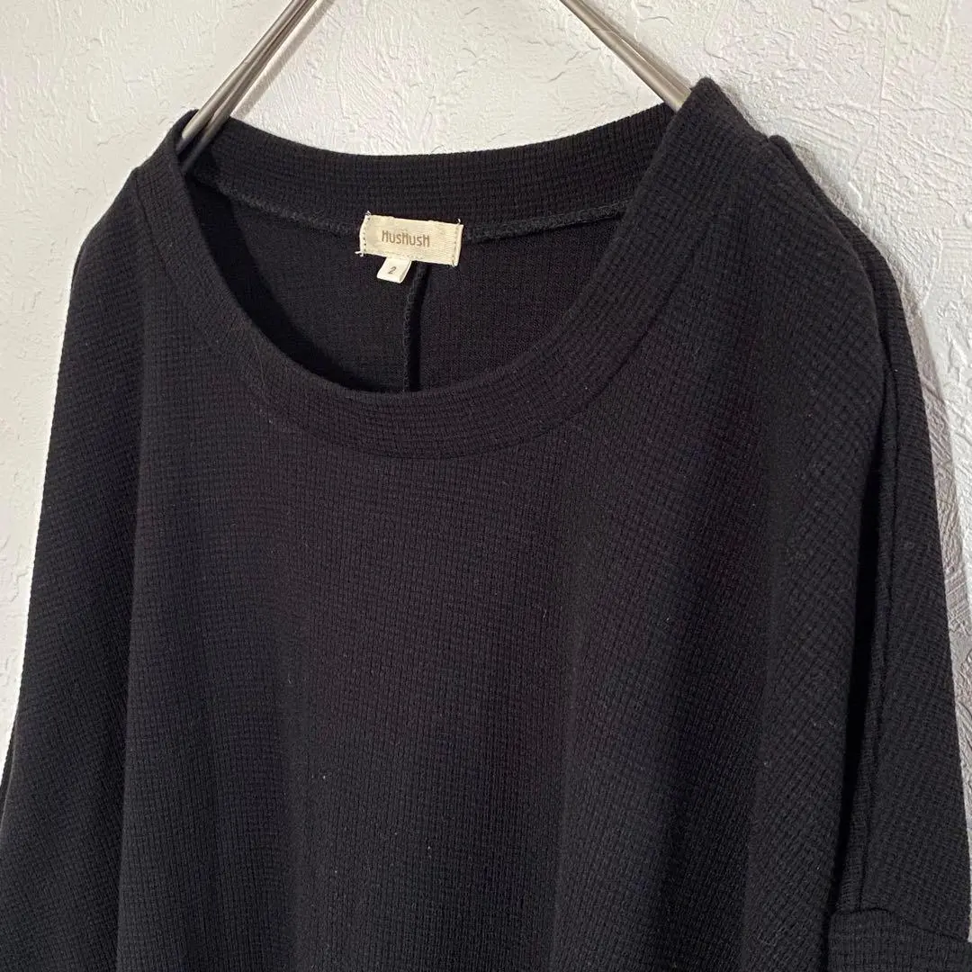 ハッシュアッシュ 女士 黑色 M 五分袖 針織 上衣 寬鬆 的縮圖