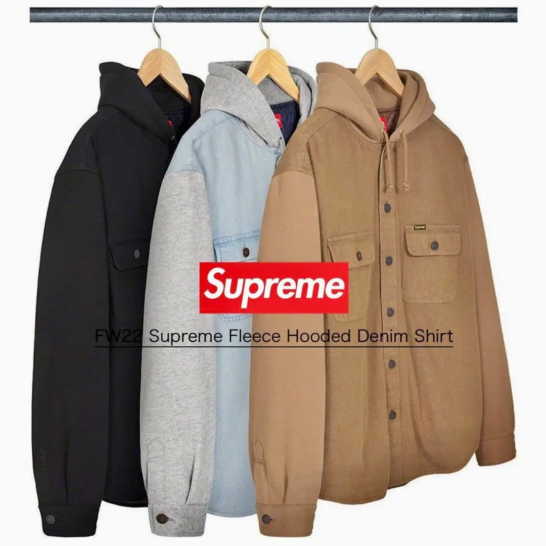 Supreme Fleece Hooded Denim Shirt - フリース デニム フーディ Supreme Hooded Denim Shirt Blue メンズ - SS25 - JP