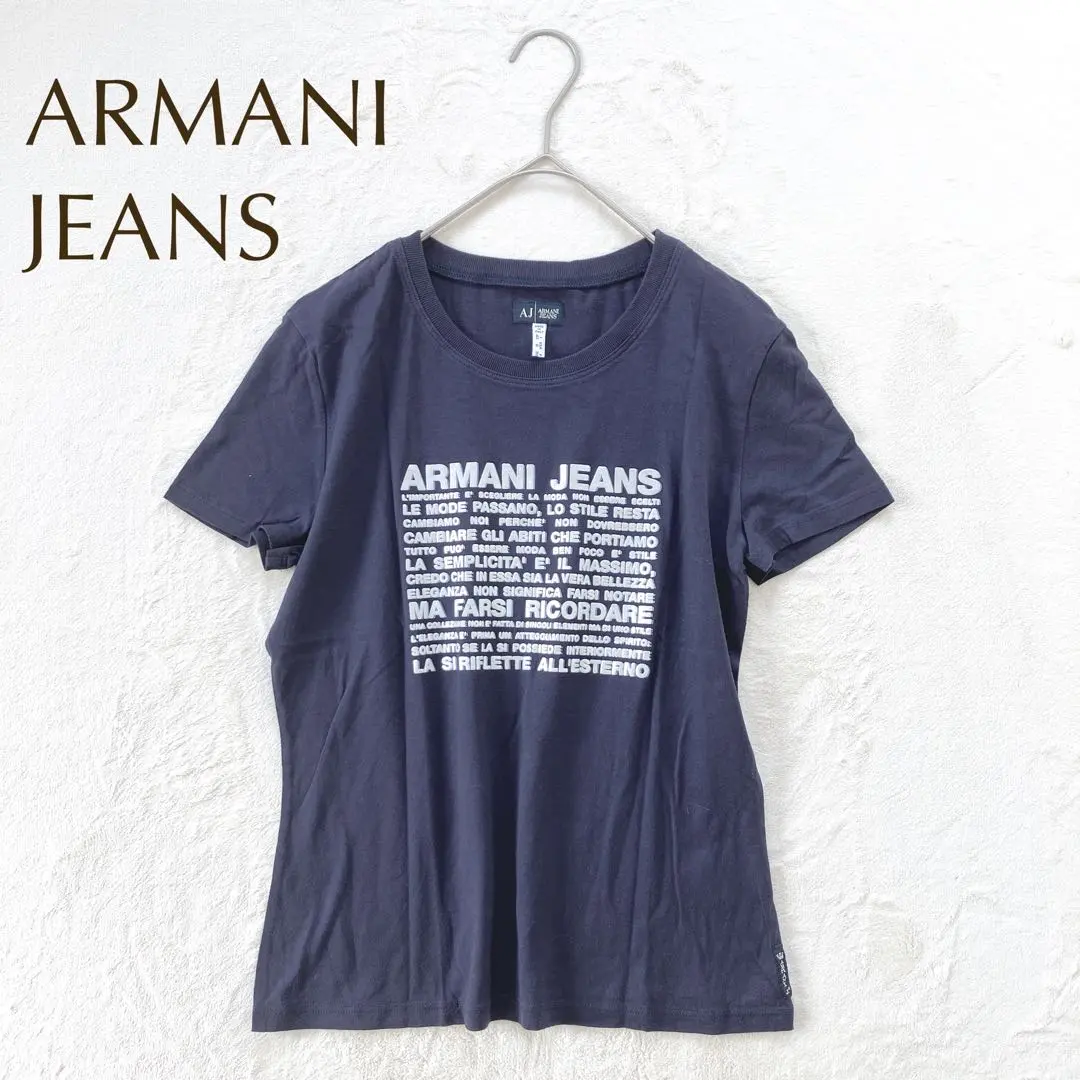 Thumbnail of Armani Jeans Logo Print Cotton T-Shirt Short Sleeve Navy USA8