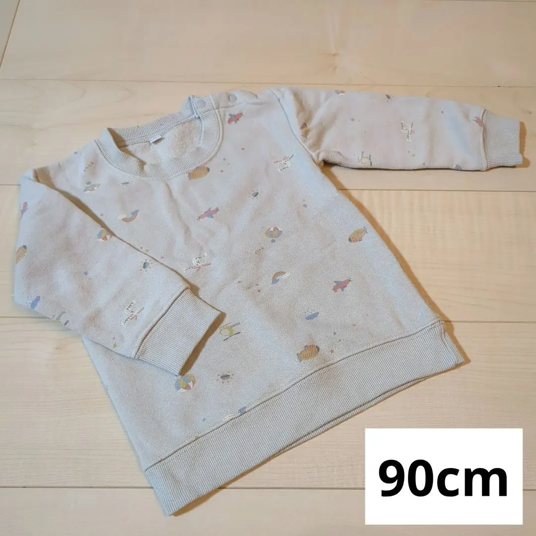 Thumbnail of Baby sweatshirt, size 90, for boys, fleece-lined, vehicle pattern, Nishimatsuya