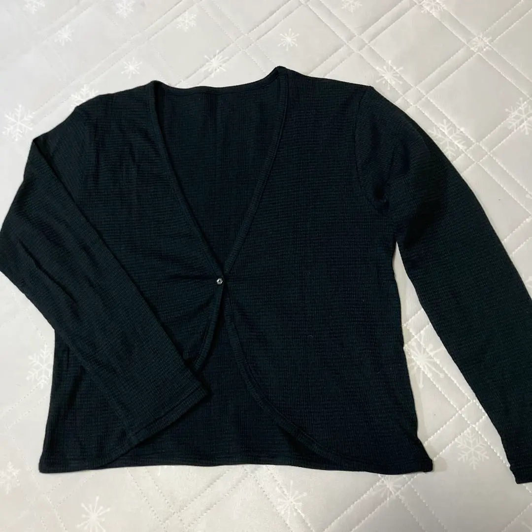 Thumbnail of Black rib knit long-sleeve cardigan