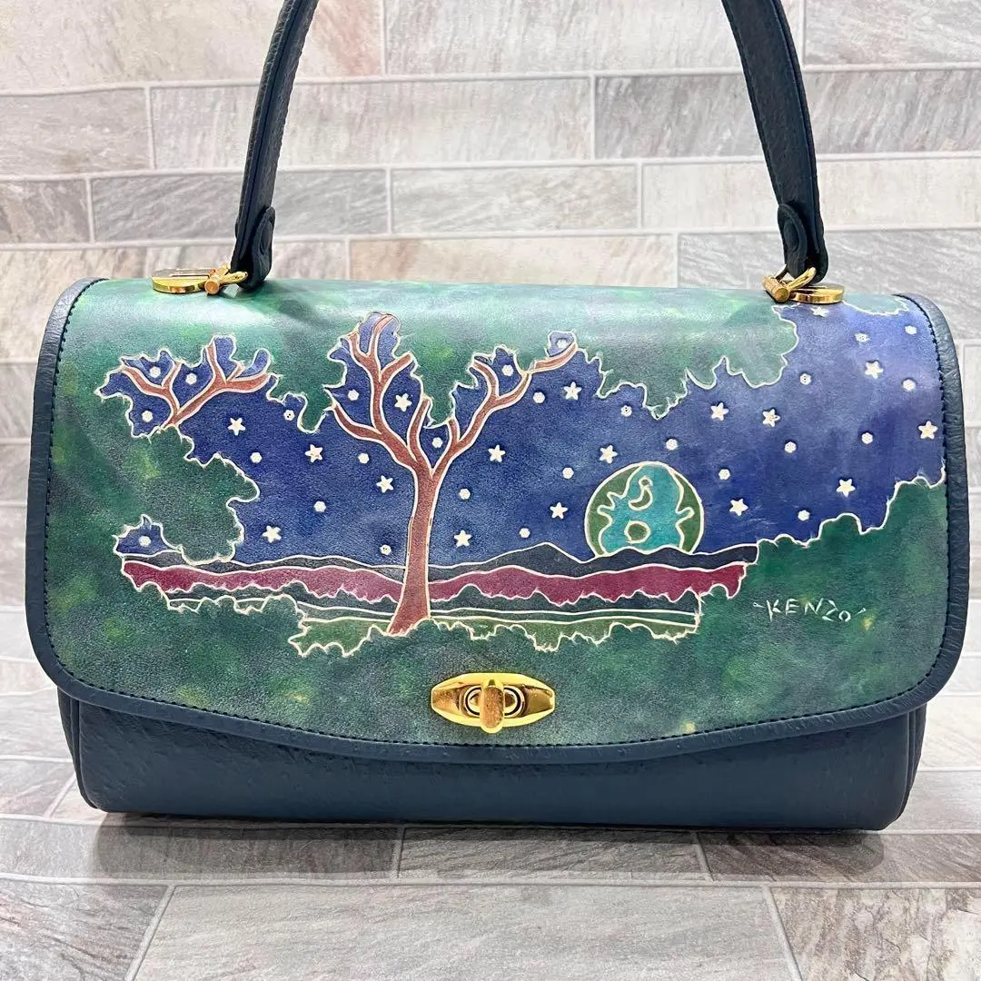 極美品 KENZO FUKUI 福井謙三 ハンドバッグ レザー 肩がけショルダー 極美品 KENZO FUKUI 福井謙三 ハンドバッグ レザー 肩がけ