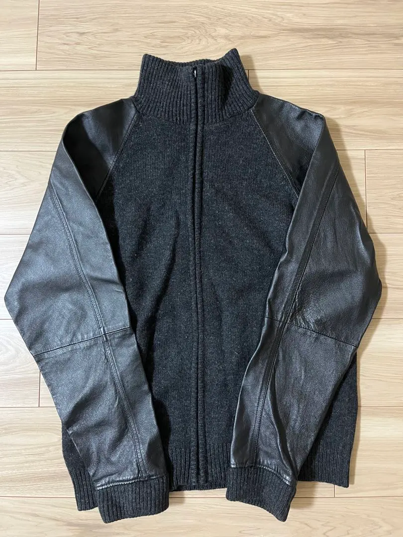 メンズビギ 皮革與羊毛拼接外套 的縮圖