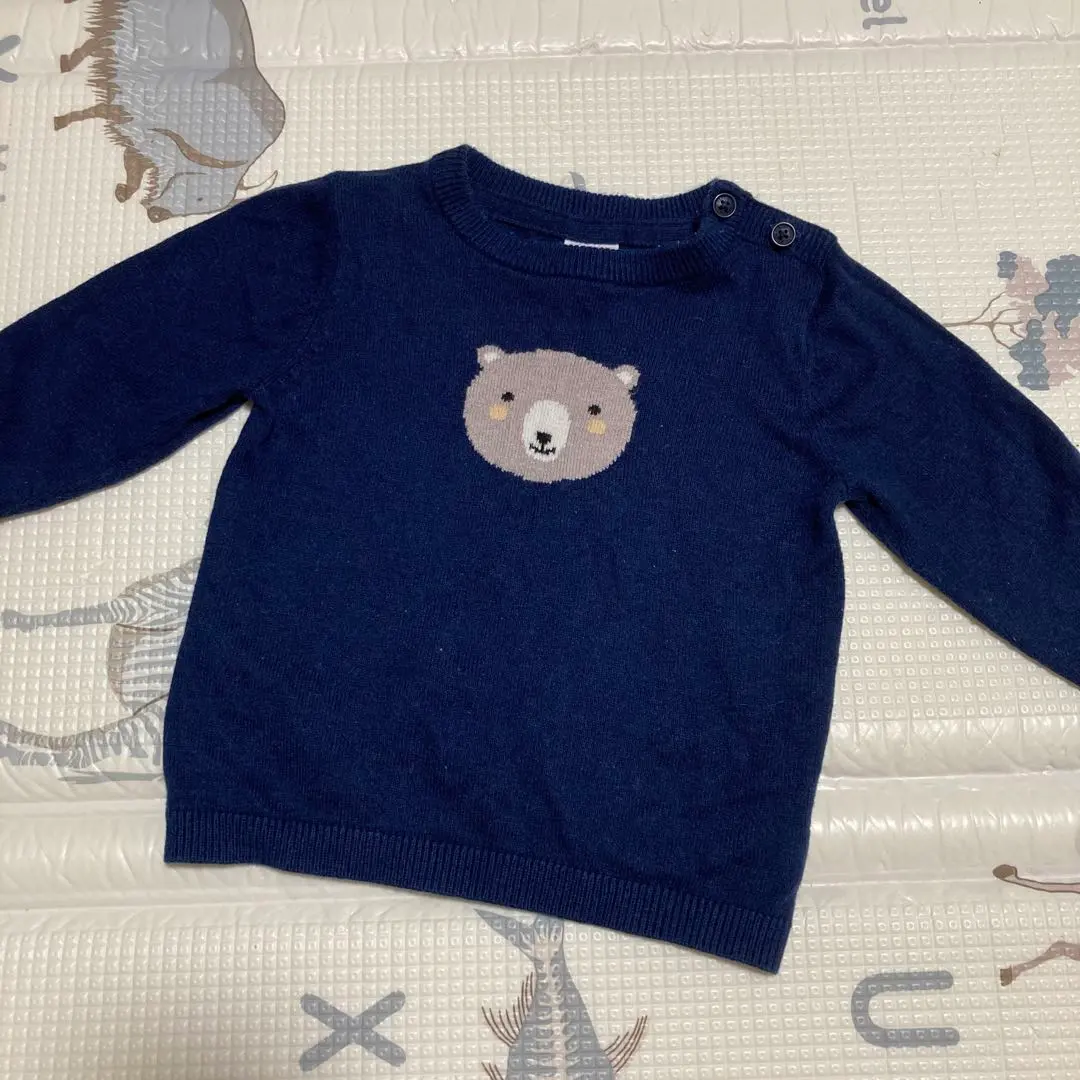 Thumbnail of H&M Navy Bear Embroidered Knit Sweater 68