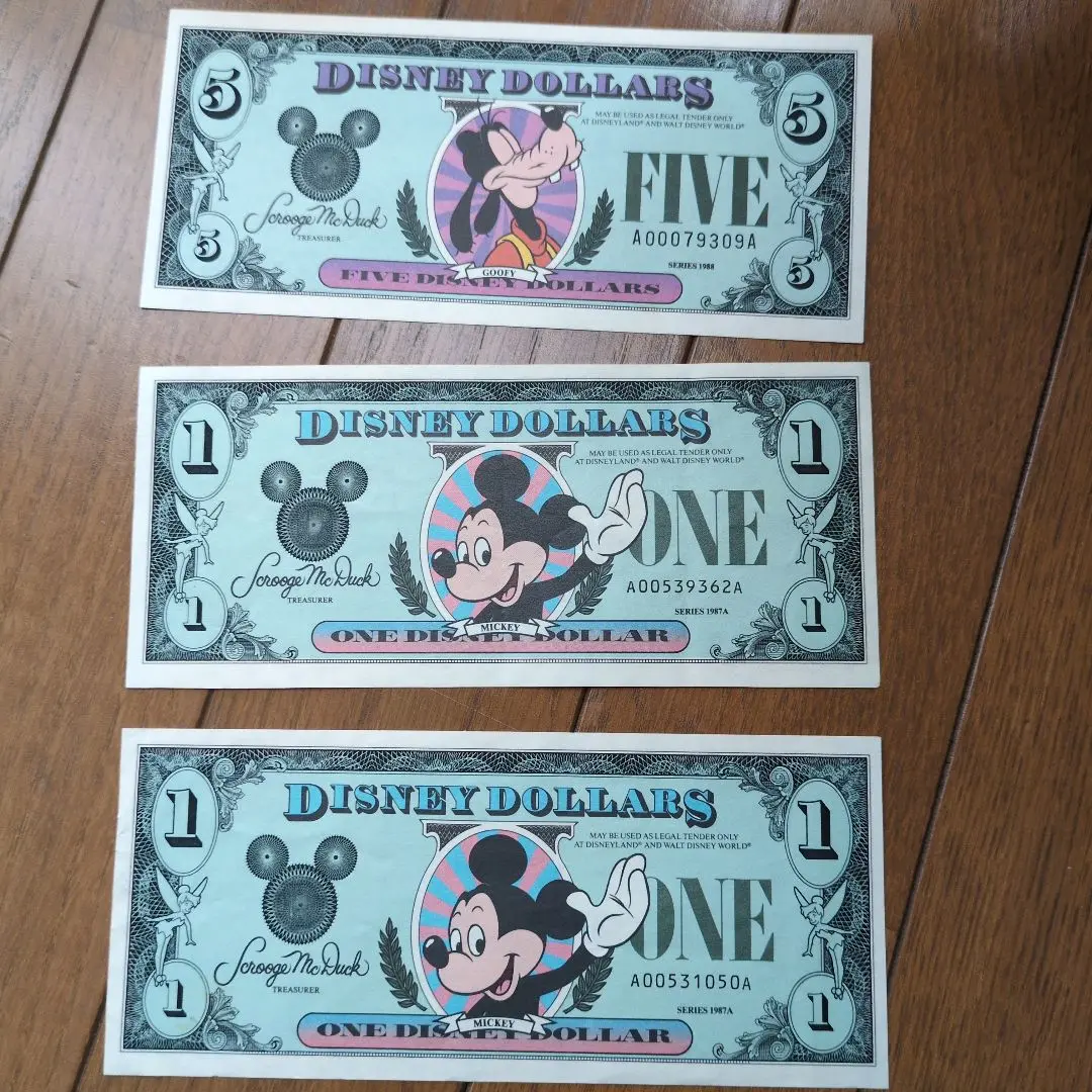 ディズニードル 1ドル 5ドル 10ドル セット ディズニーダラー 1ドル 5ドル 10ドル セット