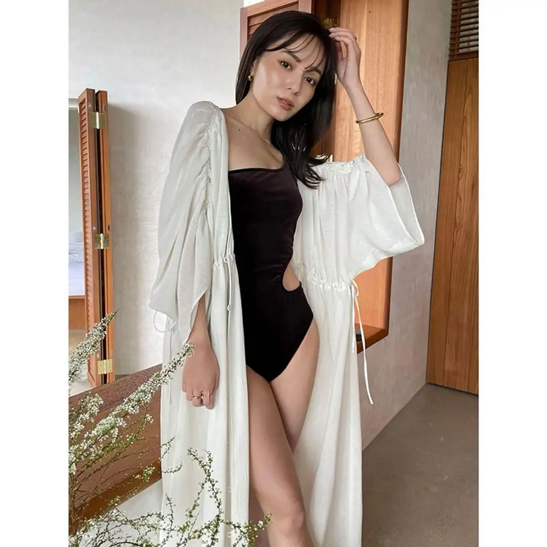 【最終値下げ価格】anuans 水着 ♡ サイドカットアウトベロアワンピース anuans（アニュアンス）の「サイドカットアウトベロアワンピース