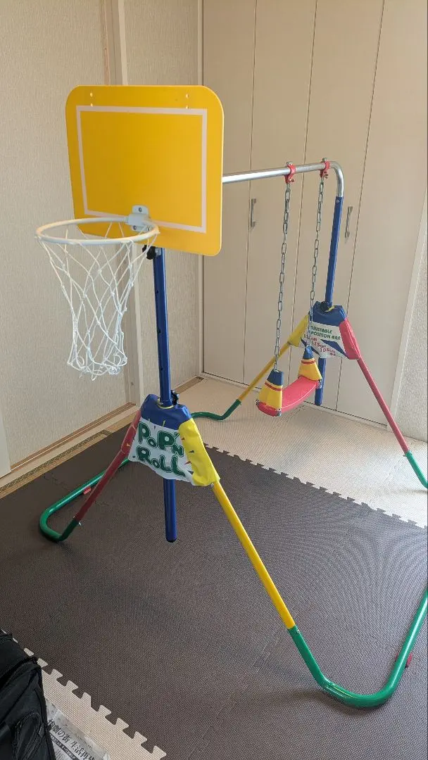 鉄棒ブランコ ポップンロール 幅139×高さ142×奥行き133cm 4段階調整 鉄棒・ブランコ・吊り輪・バスケット 屋外 子供 折り畳み 高レビュー  | おもちゃ通販のトイザらス オンラインストア