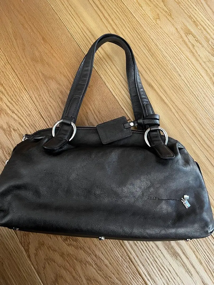 PELLE BORSE 黑色 真皮手提包 牛皮 幾乎全新 的縮圖