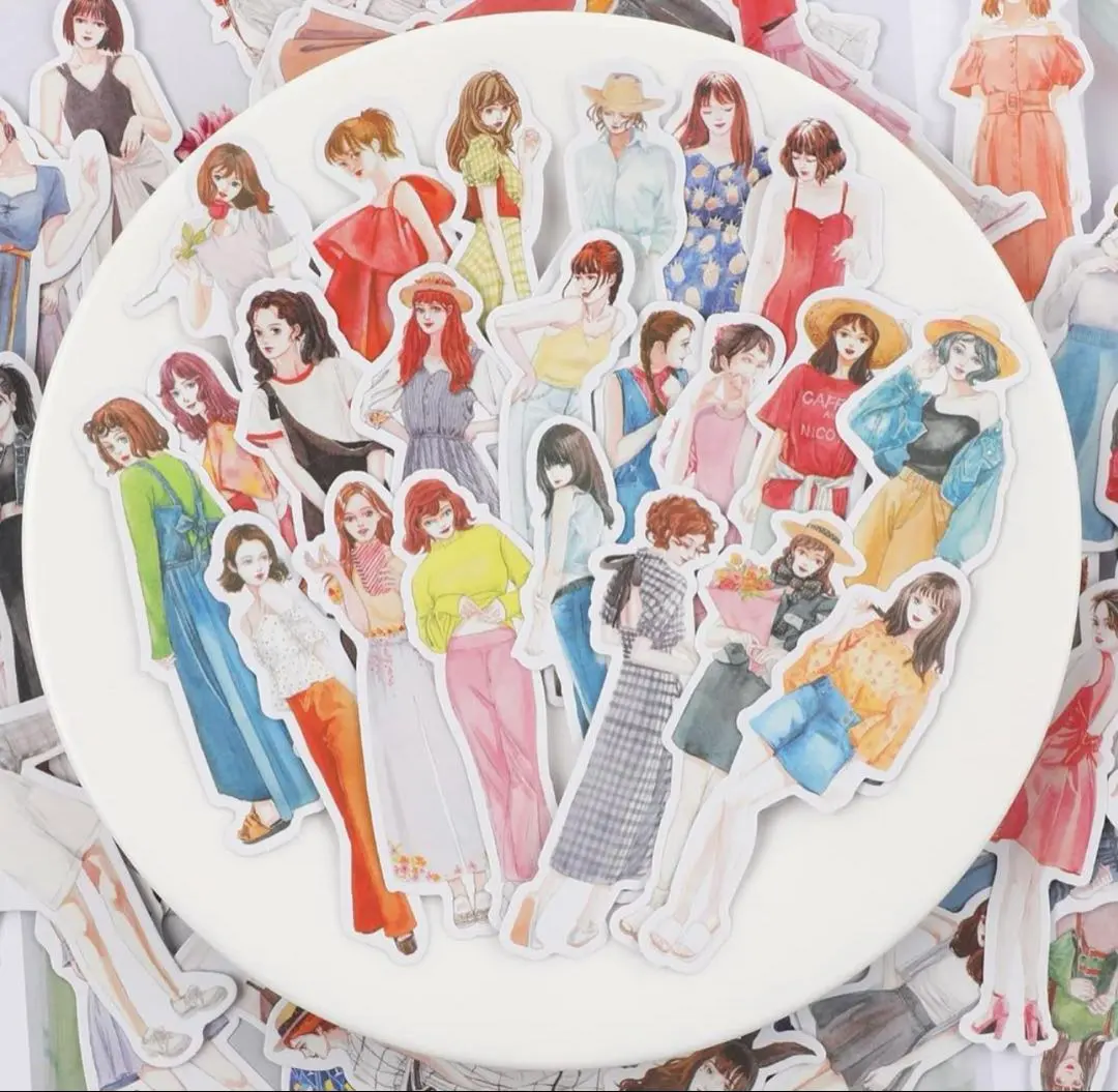 SANNIX 100 張拼貼素材 女孩 手帳貼紙 復古貼紙 的縮圖