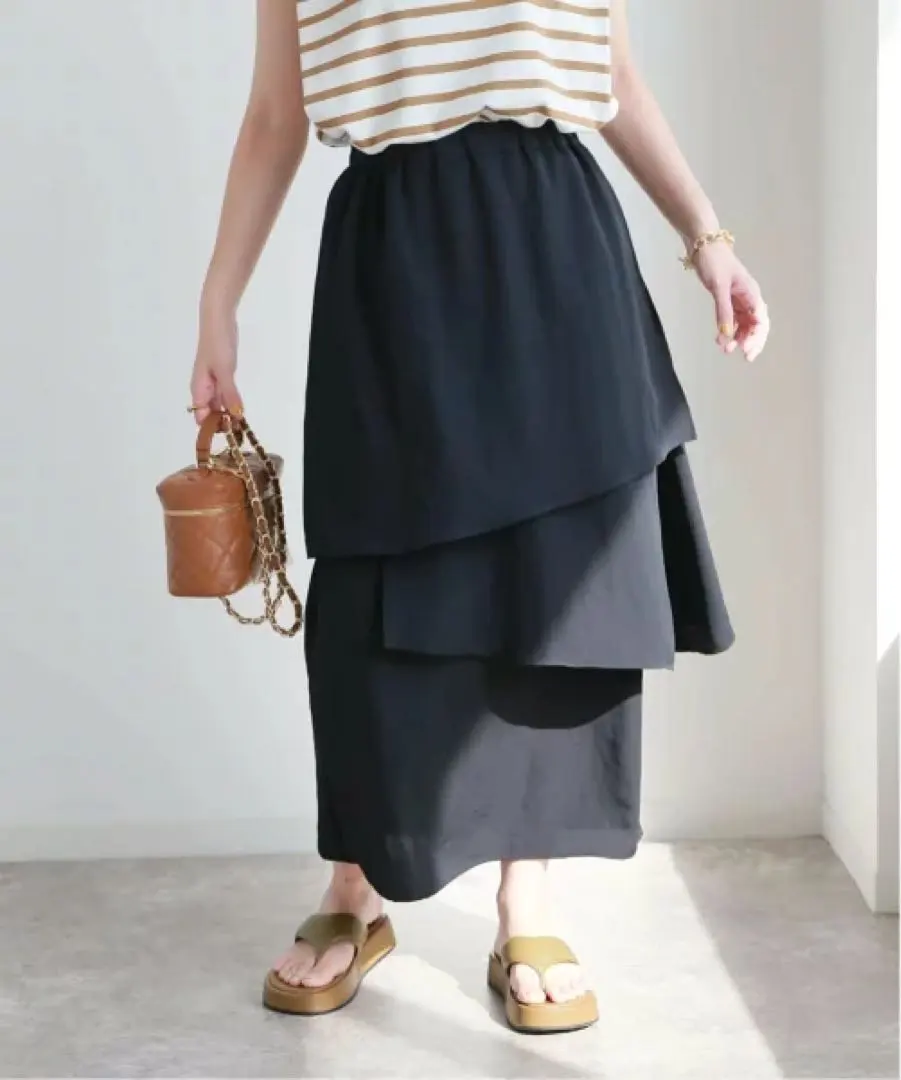 Thumbnail of Irregular Tiered Skirt, Black