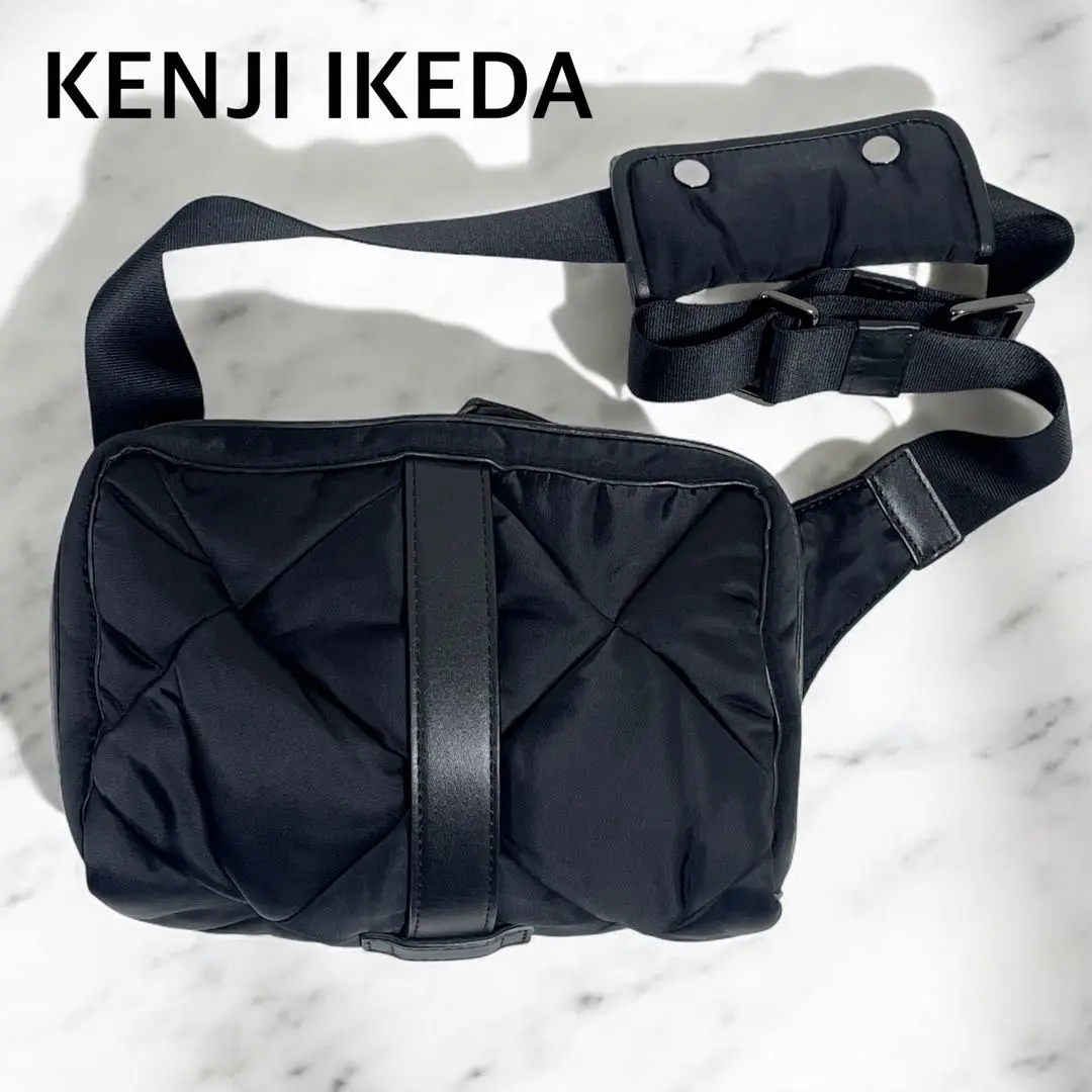 美品✨　ケンジイケダ　キルティングナイロン　ボディーバッグ　男女兼用　黒 美品✨ケンジイケダキルティングナイロンボディーバッグ男女兼用黒
