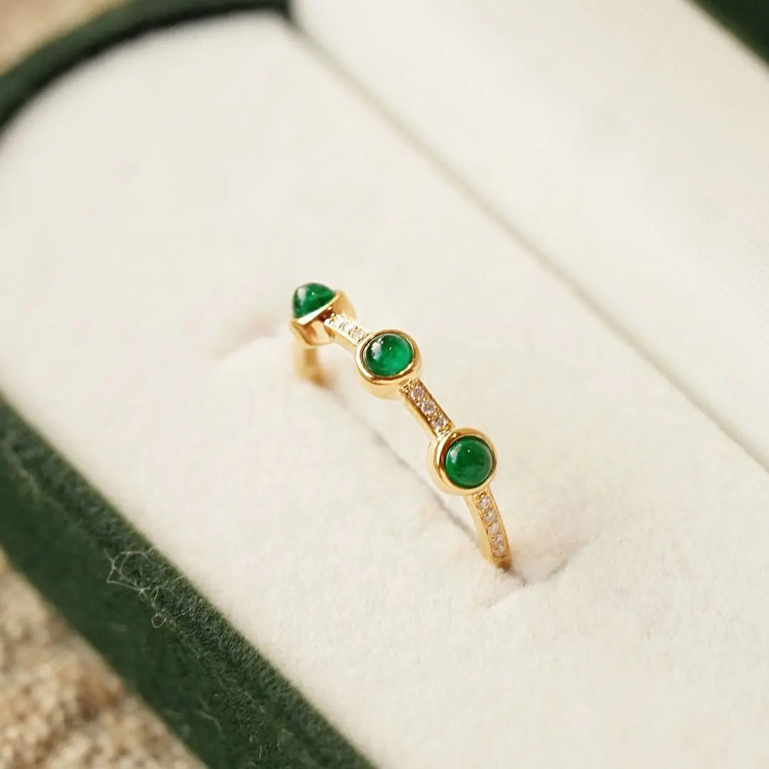 Thumbnail of Emerald Green Zircon Ring / S925 14KGP