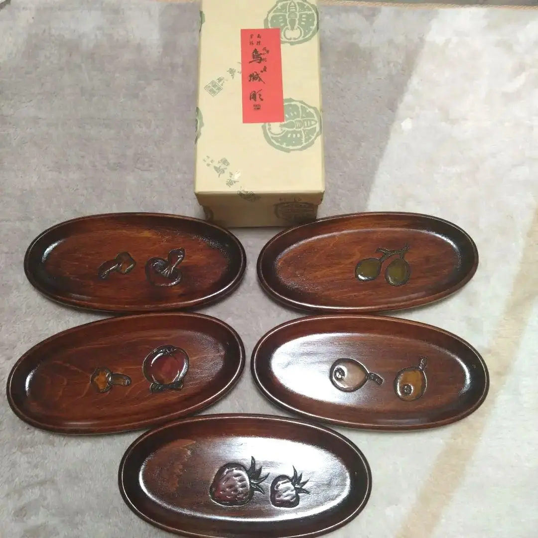 烏城彫　讃岐彫　讃岐漆器　菓子器　菓子皿　茶托　お盆　丸盆　飾盆　B 烏城彫 讃岐彫 讃岐漆器 菓子器 菓子皿 茶托 お盆 丸盆 飾盆 D