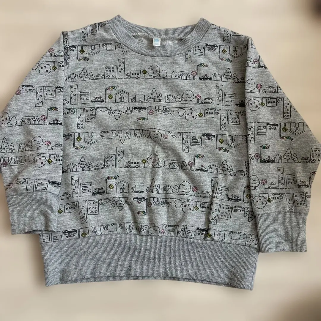Thumbnail of Cityscape Illustration Gray Sweatshirt 100cm