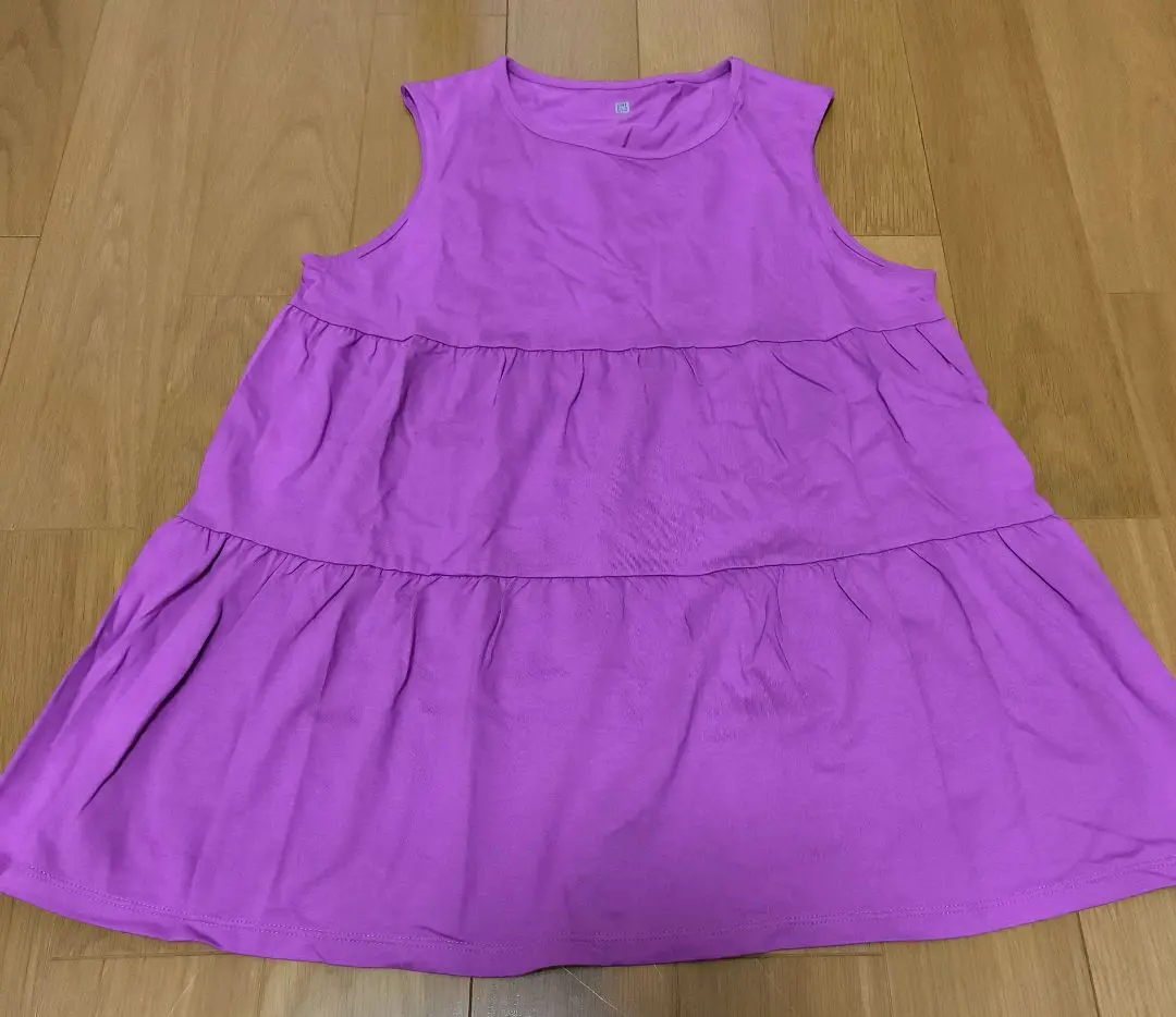 Thumbnail of Uniqlo Smooth Cotton Tiered T-Shirt Sleeveless Purple Tunic