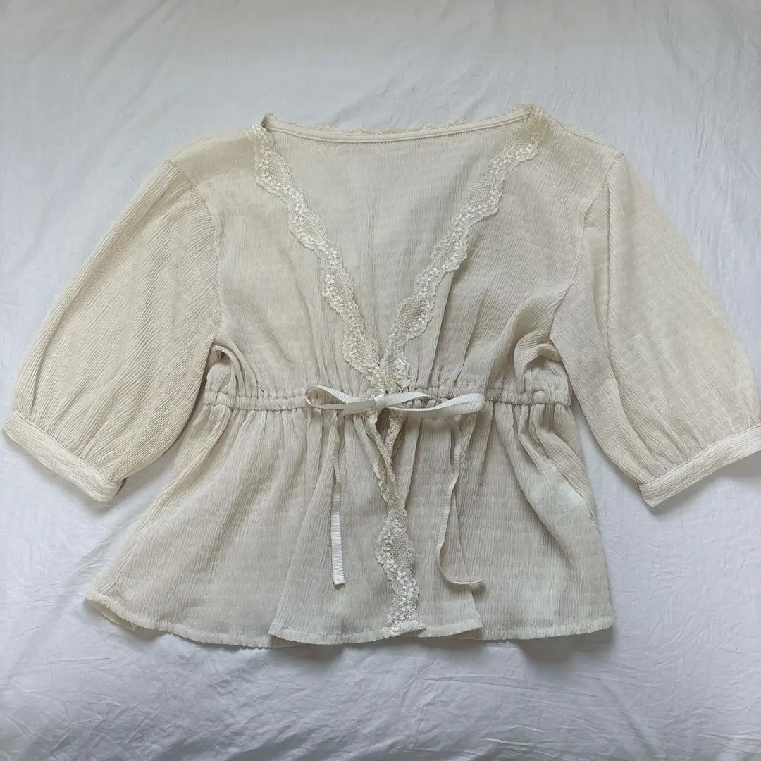 Thumbnail of Majestic Legon Lace Bolero Blouse Ivory Waist Mark