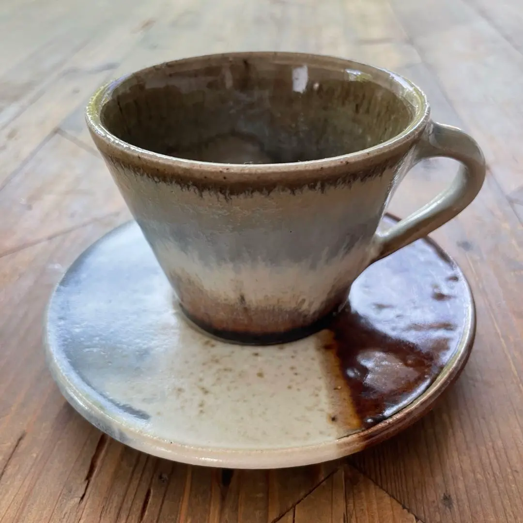 Thumbnail of 【Free Shipping】Yasuhiro Sasaki Mashiko Ware Coffee Cup & Saucer - Rare Item