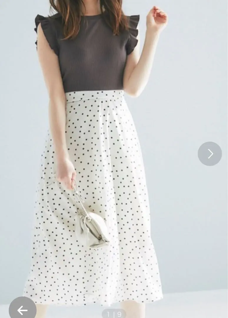 Thumbnail of tocco closet Ribbed Knit Top with Waist Ribbon x Random Dot Dress