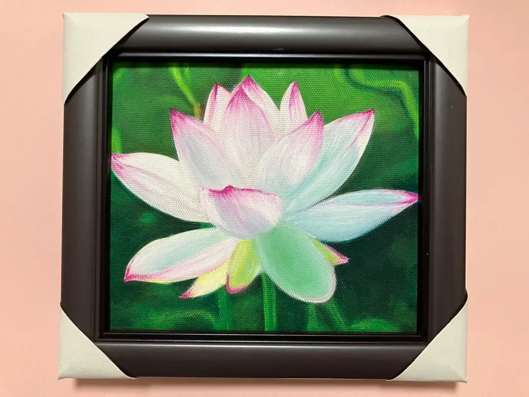 Thumbnail of Lotus Flower Painting, Tabletop Art, Framed, with Easel
