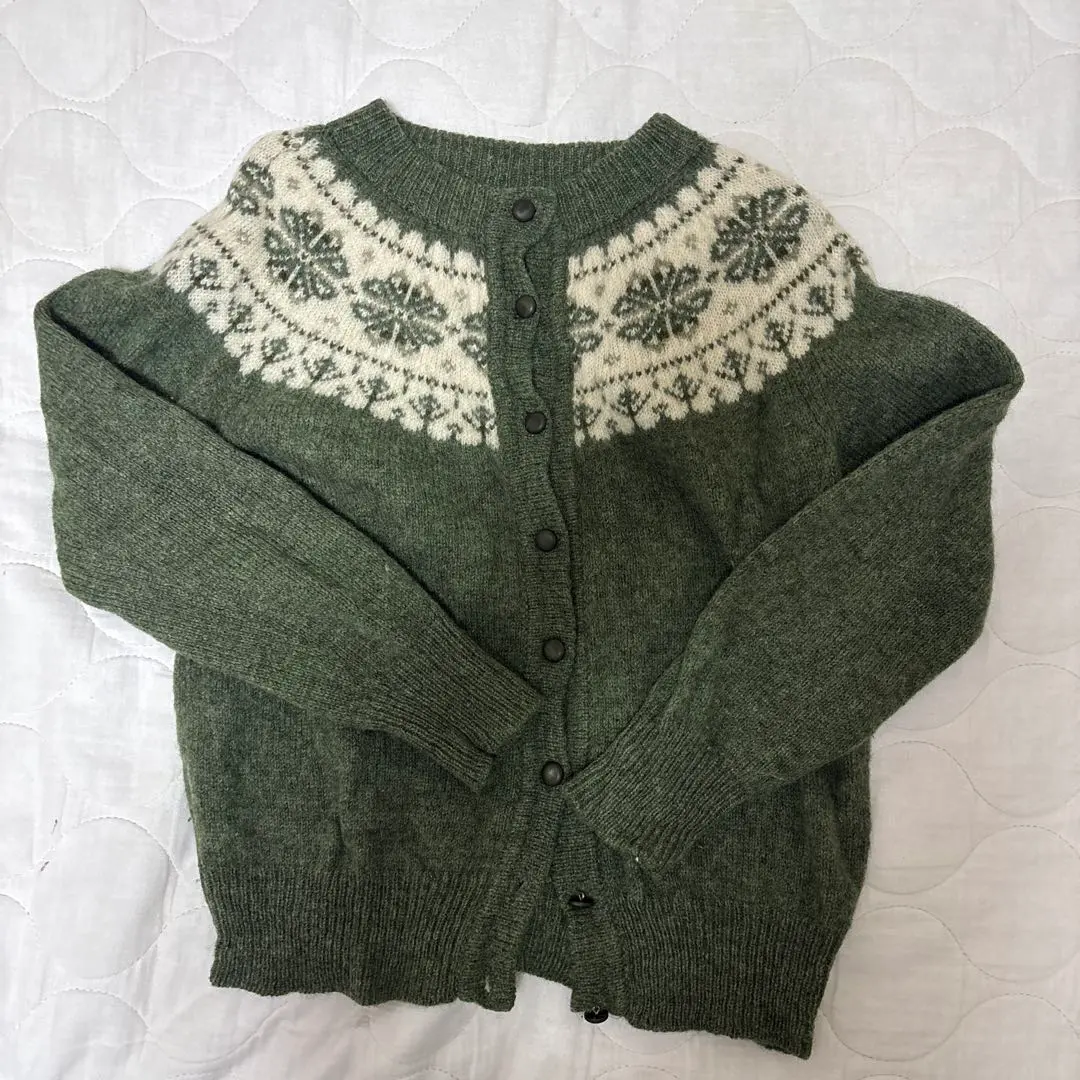 Thumbnail of Wool Green Fair Isle Pattern Cardigan