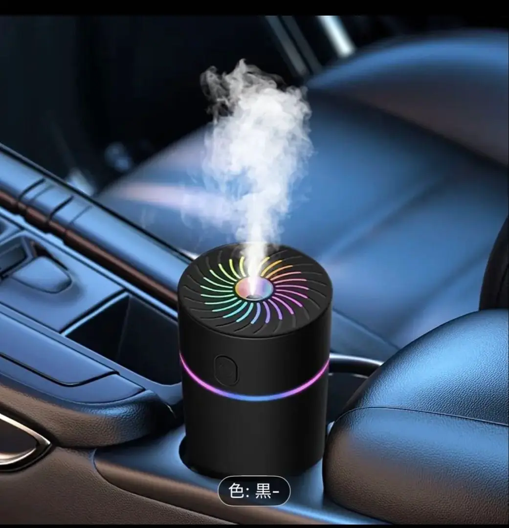 黑色圓形加濕器，帶LED燈 的縮圖