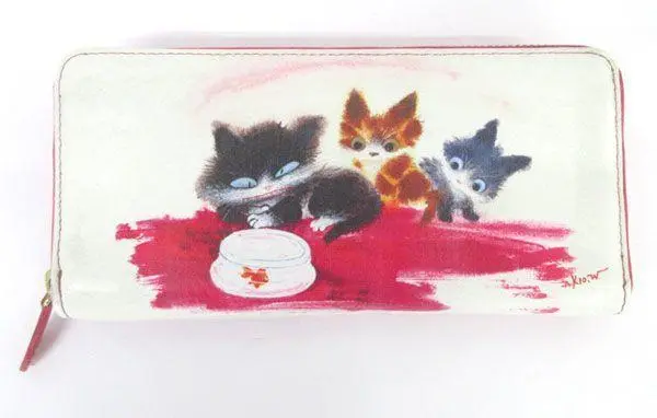 猫財布山羊革がま口渡辺あきおイラスト ロココギャビーコラボ